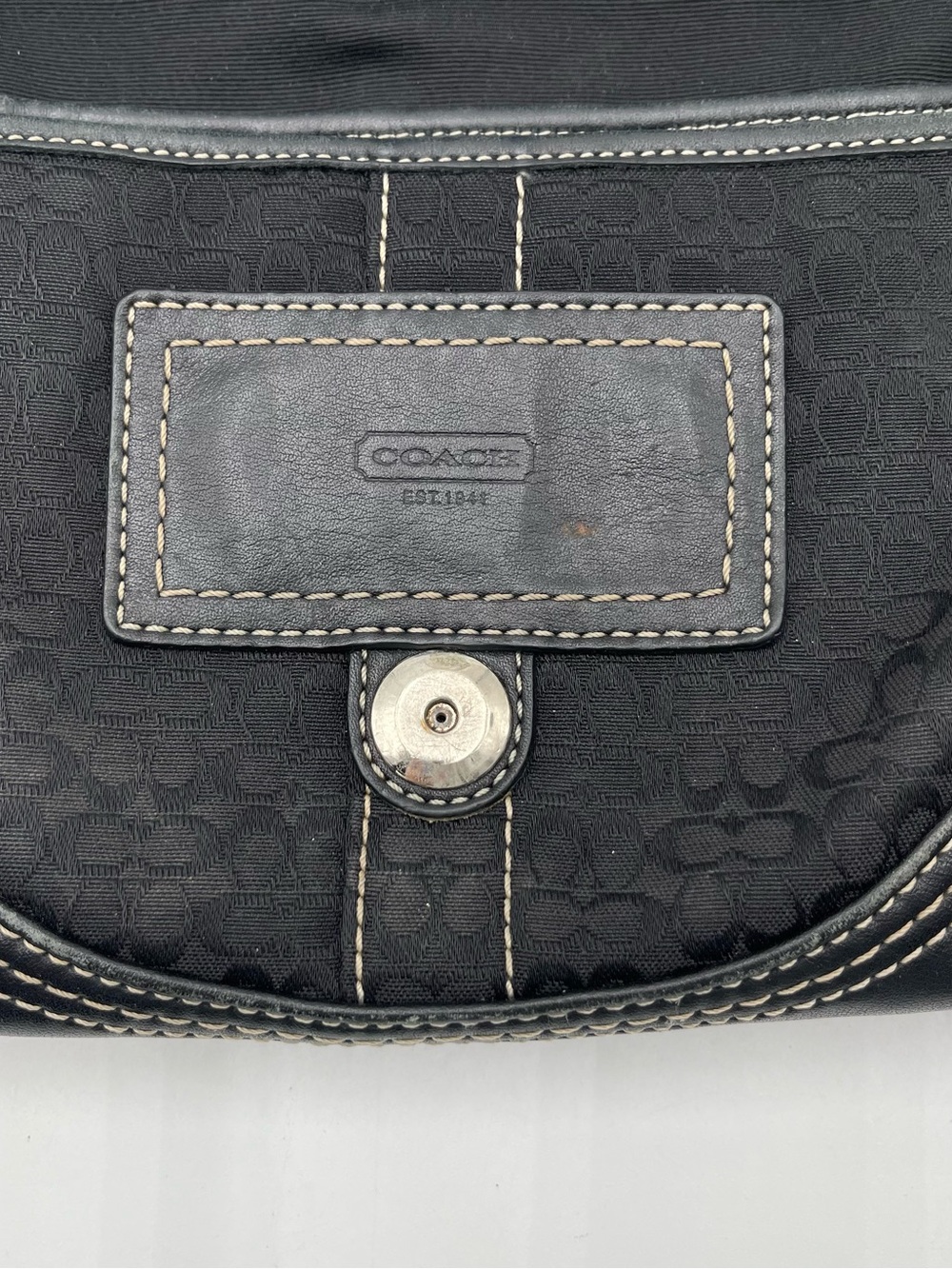 Vtg Y2K Coach Small Soho Signature C Black Canvas Shoulder Bag Hobo Leather - Picture 9 of 15